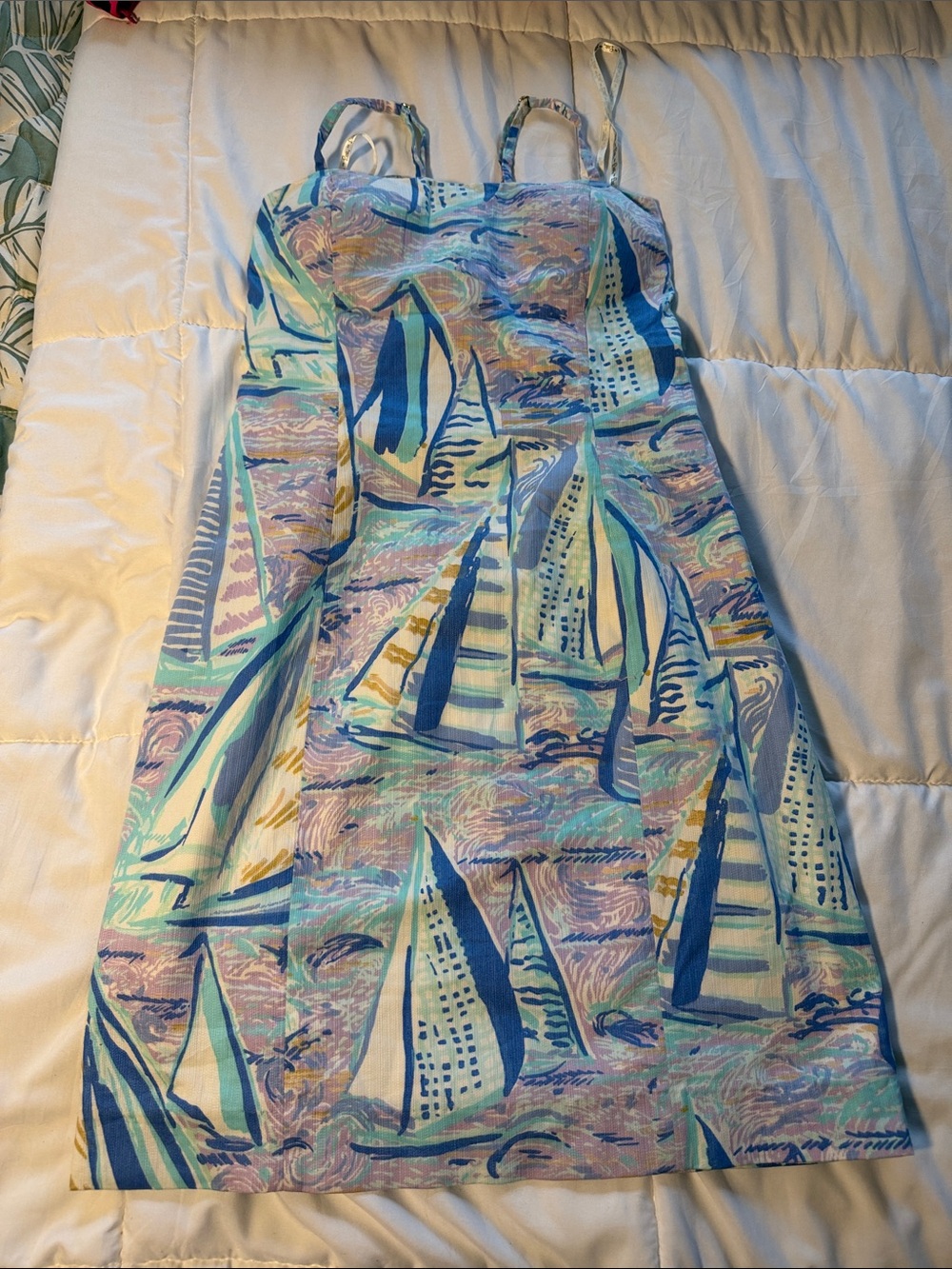 women' Nautical Sailboat Print Sundress - Blue Multi